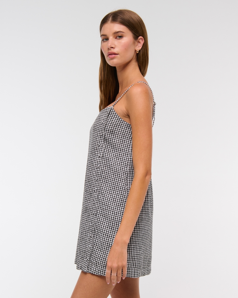 Linen-Blend Button Skort