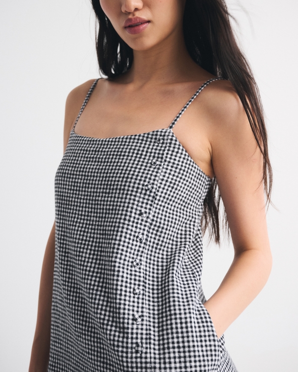 Linen-Blend Button Skort