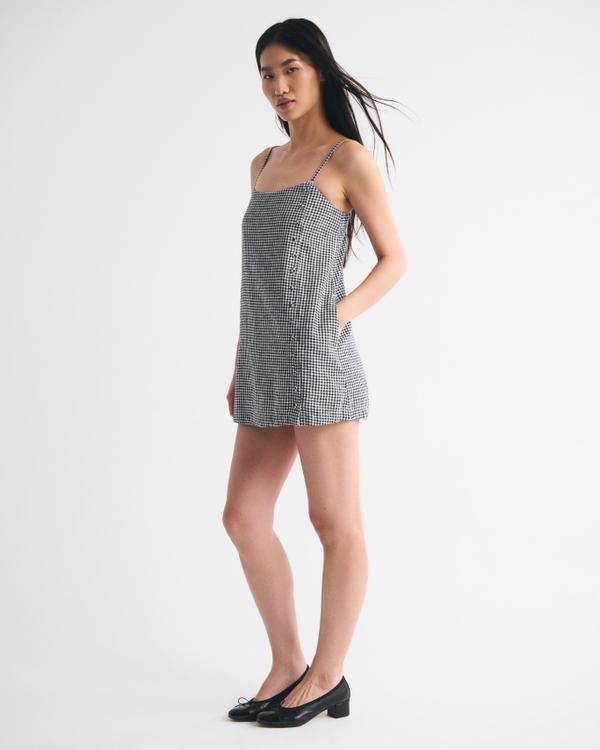 Linen-Blend Button Skort