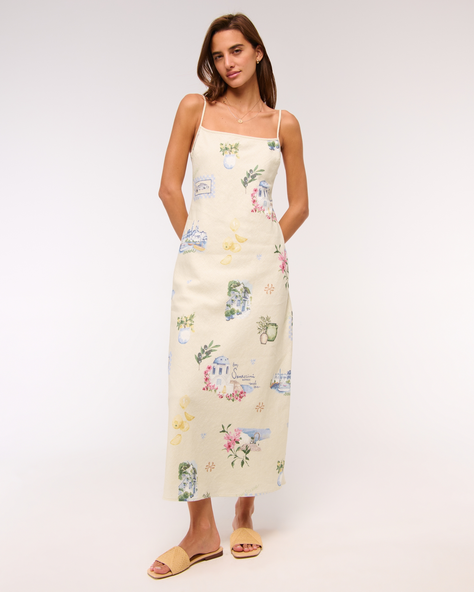 The A&F Julia Slip Linen-Blend Midi Dress