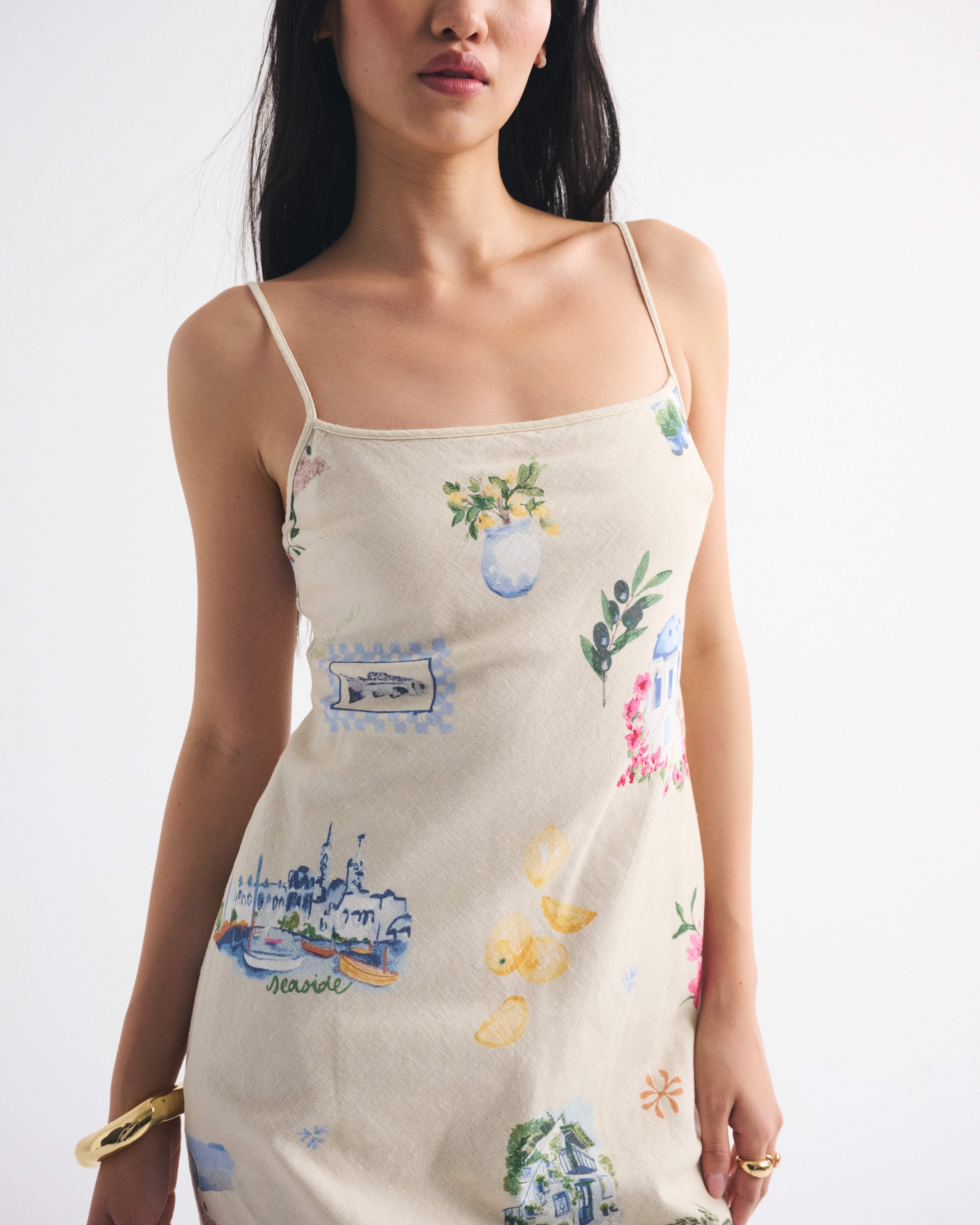 Abercrombie & Fitch The A&f Julia Slip Linen-blend Midi Dress