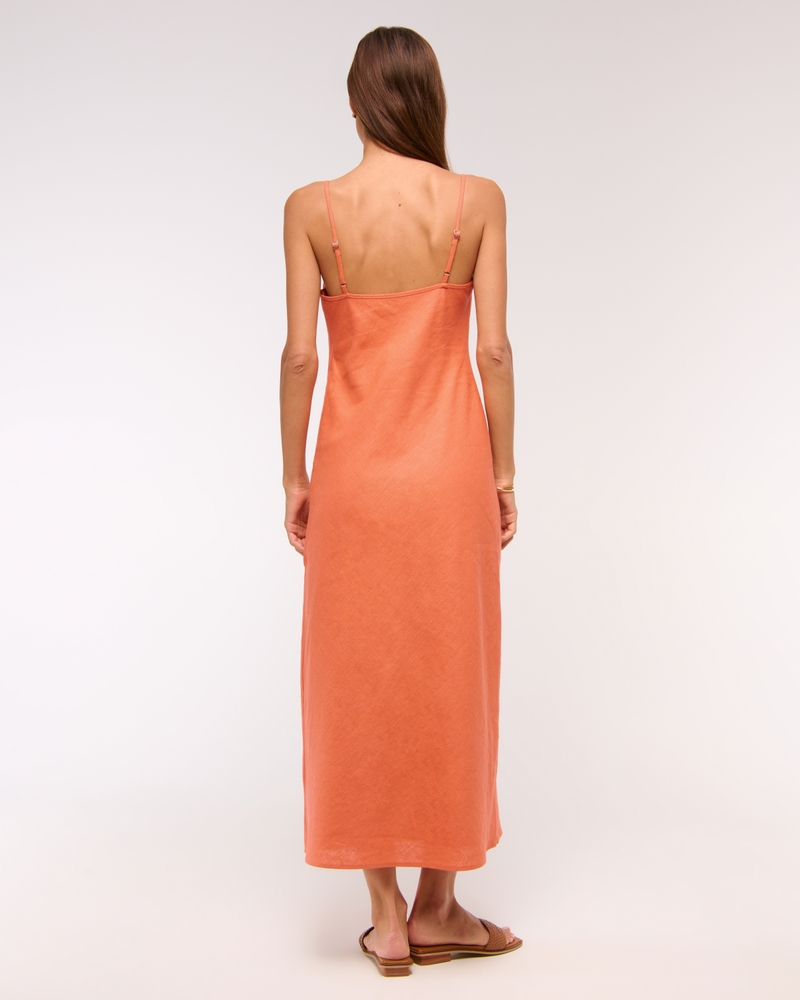 The A&F Julia Slip Linen-Blend Midi Dress