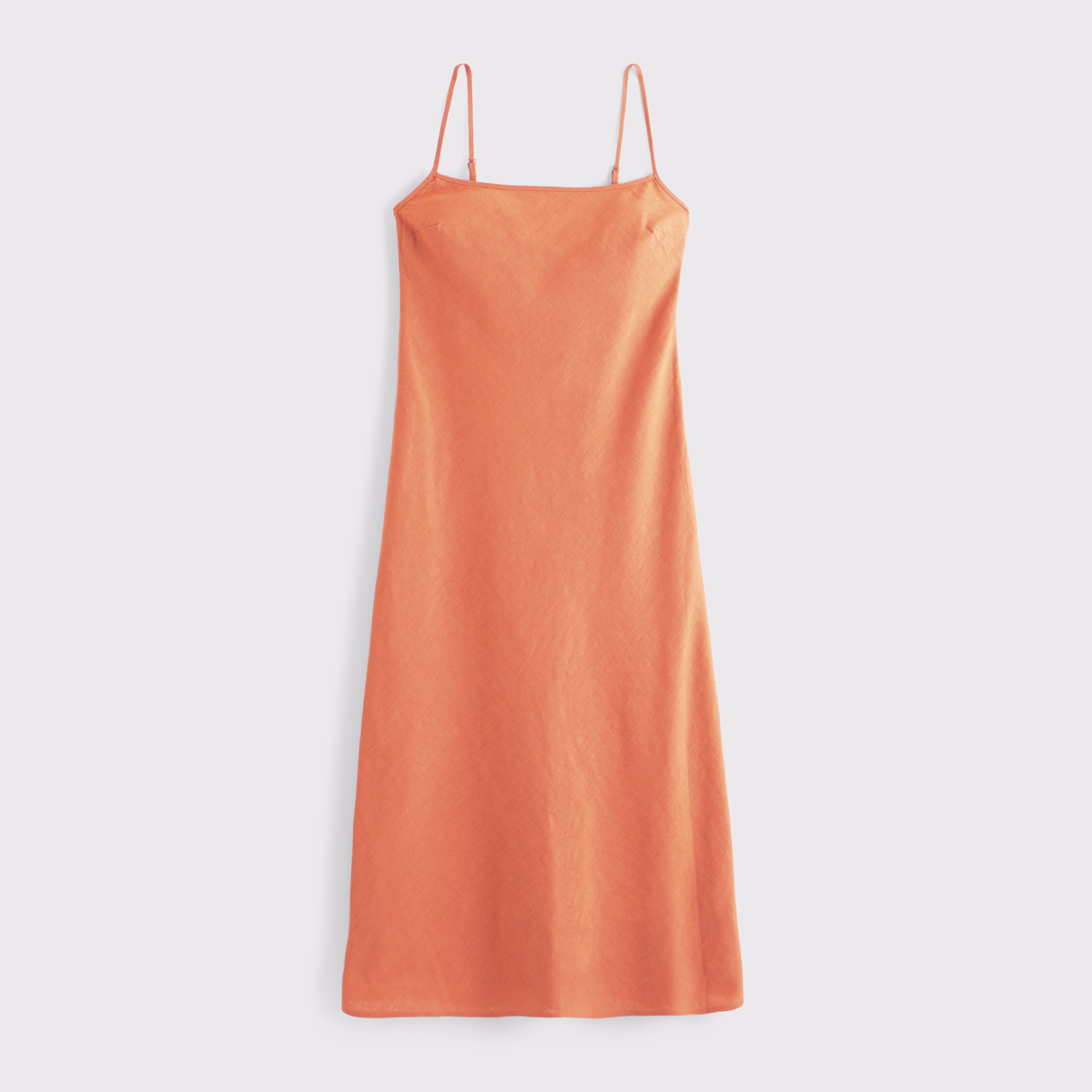 Abercrombie & Fitch The A&f Julia Slip Linen-blend Midi Dress In Orange