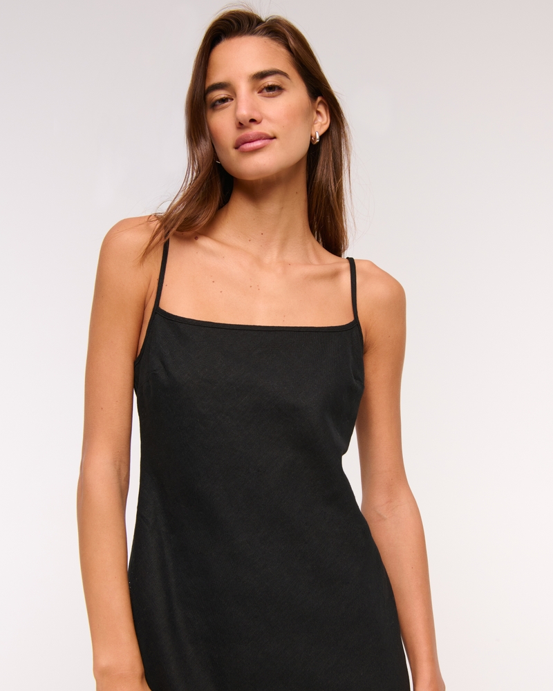 The A&F Julia Slip Linen-Blend Midi Dress