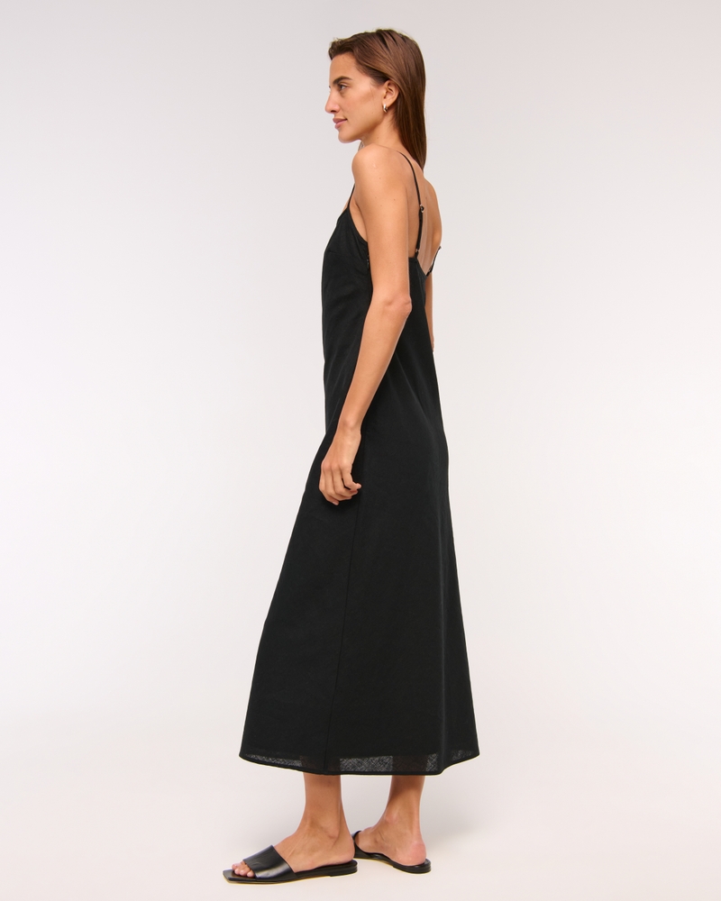 The A&F Julia Slip Linen-Blend Midi Dress