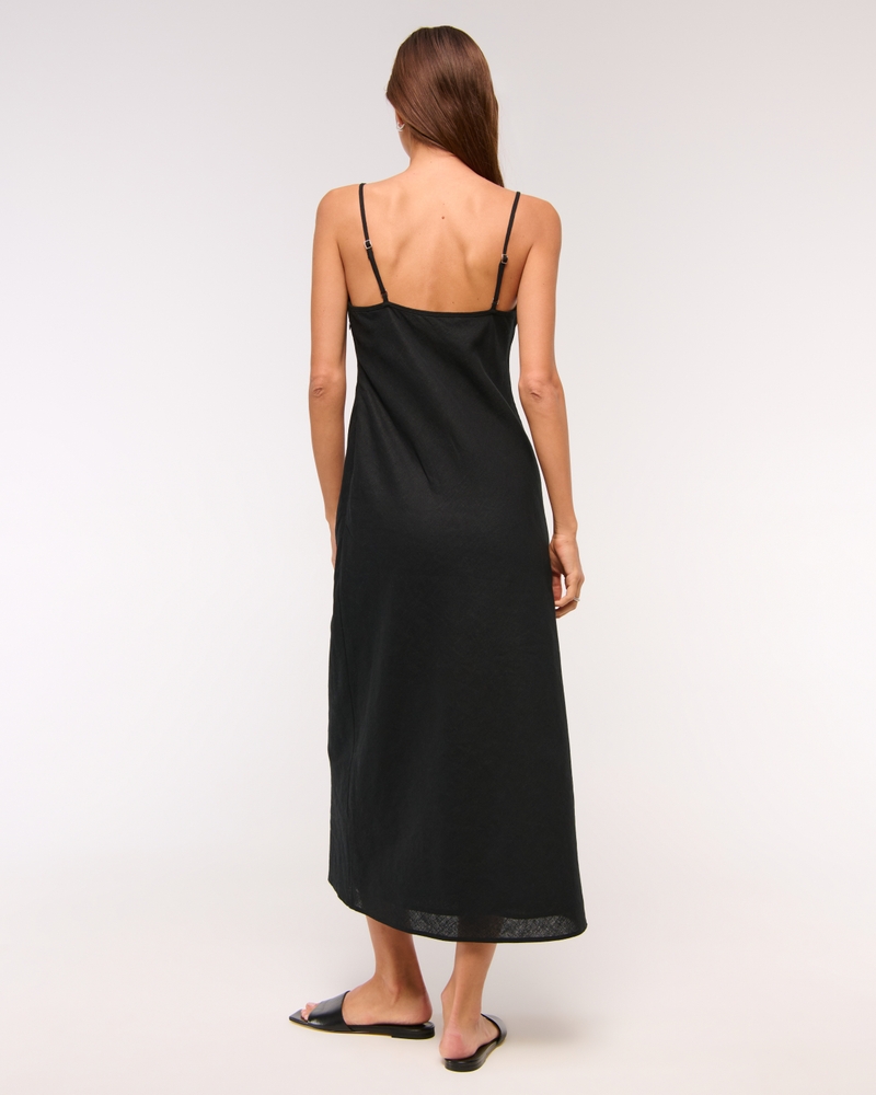 The A&F Julia Slip Linen-Blend Midi Dress