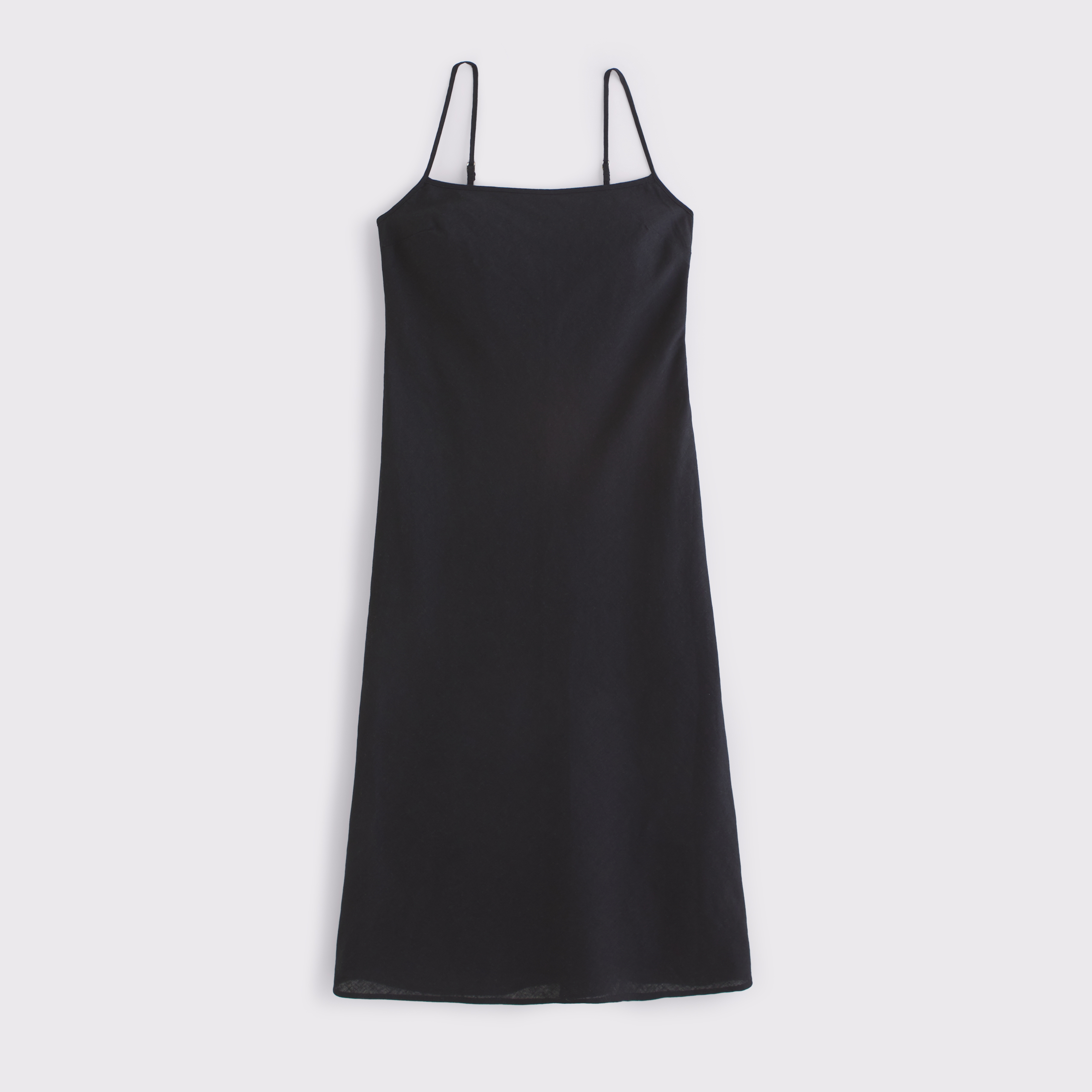 Abercrombie & Fitch The A&f Julia Slip Linen-blend Midi Dress In Black