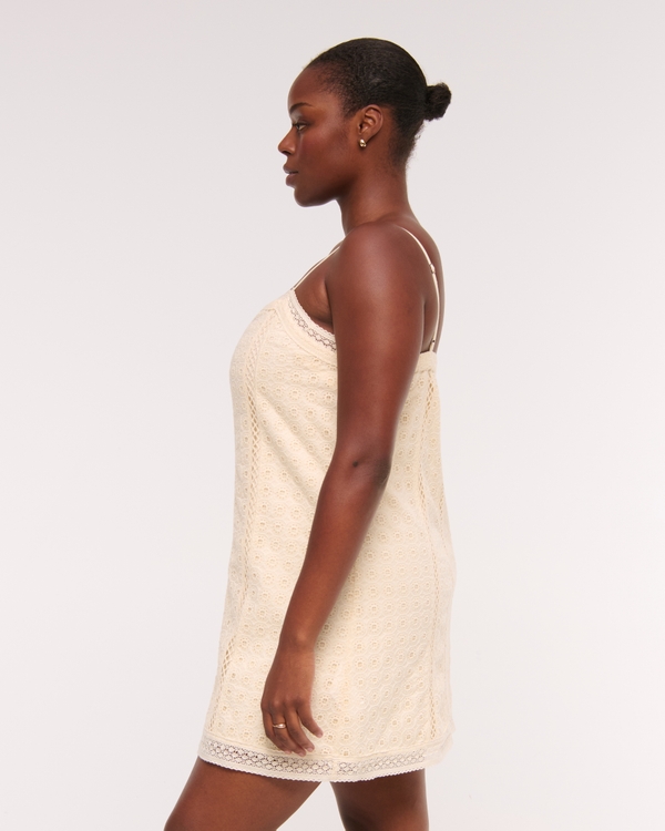 Women's Lace Shift Mini Dress in Ivory | Size XL TALL | Abercrombie & Fitch