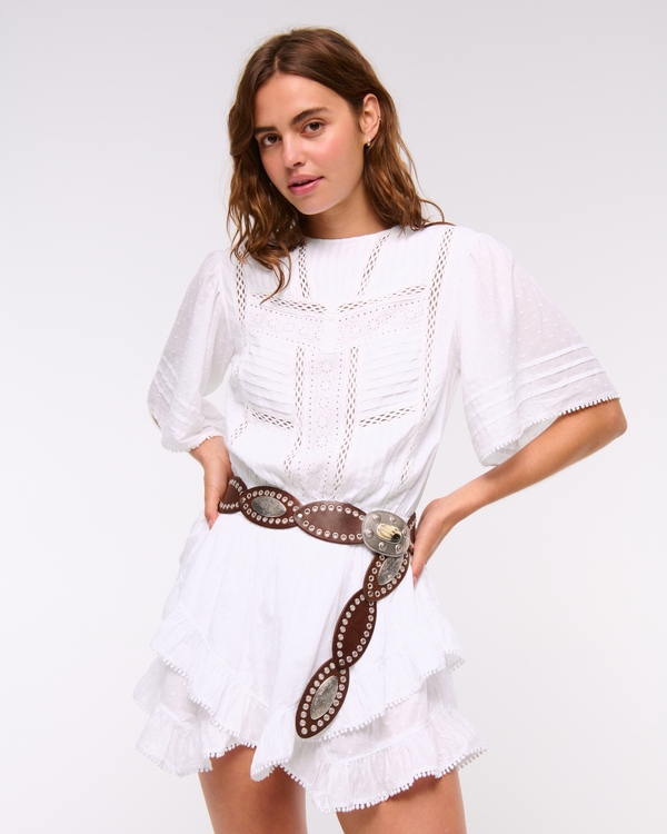 Short-Sleeve Easy Waist Ruffle Skort
