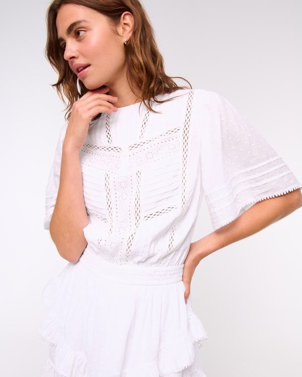 Short-Sleeve Easy Waist Ruffle Skort