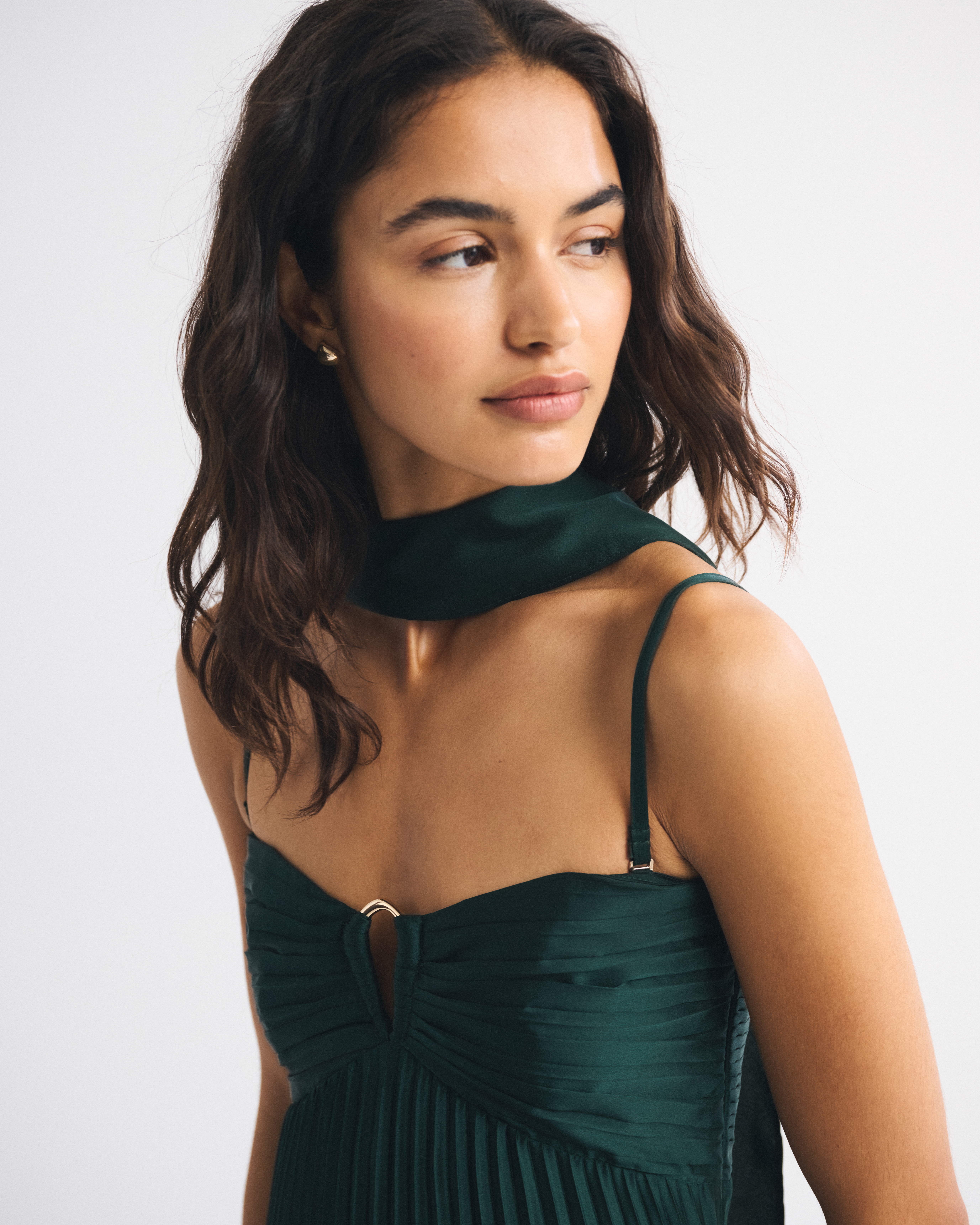 Abercrombie & Fitch The A&f Giselle Strapless Scarf Babydoll Maxi Dress In Green