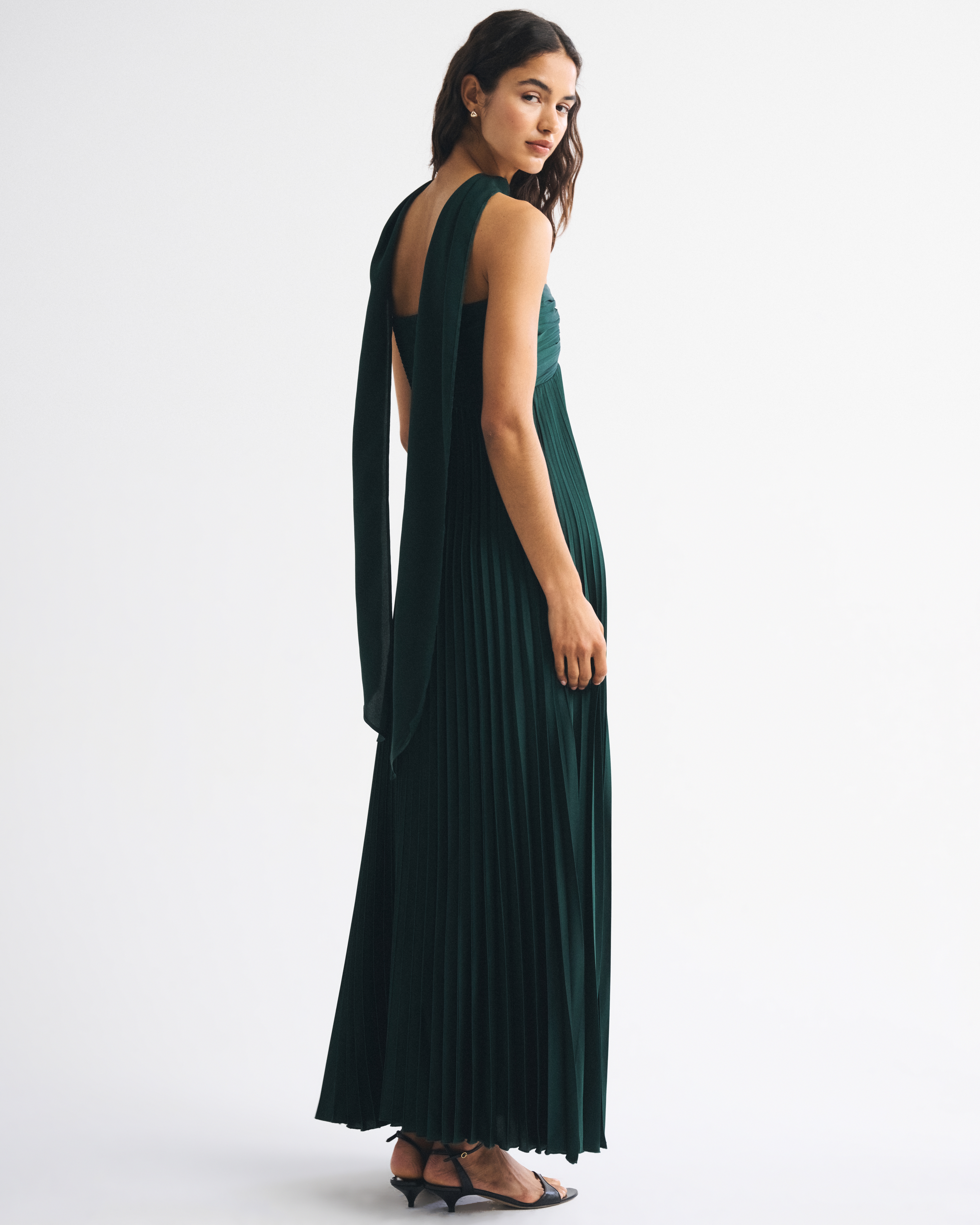 Abercrombie & Fitch The A&f Giselle Strapless Scarf Babydoll Maxi Dress In Green