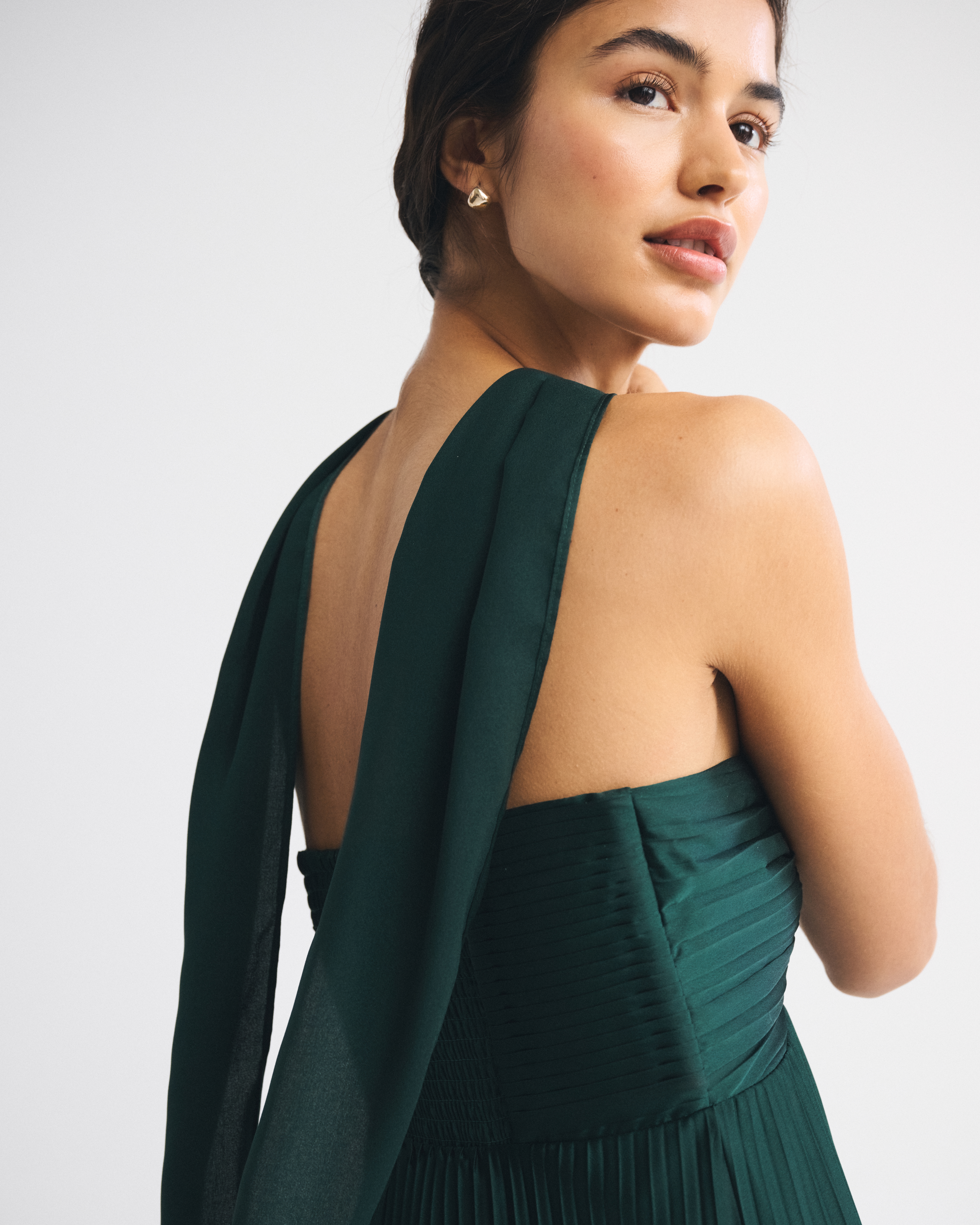 Abercrombie & Fitch The A&f Giselle Strapless Scarf Babydoll Maxi Dress In Green