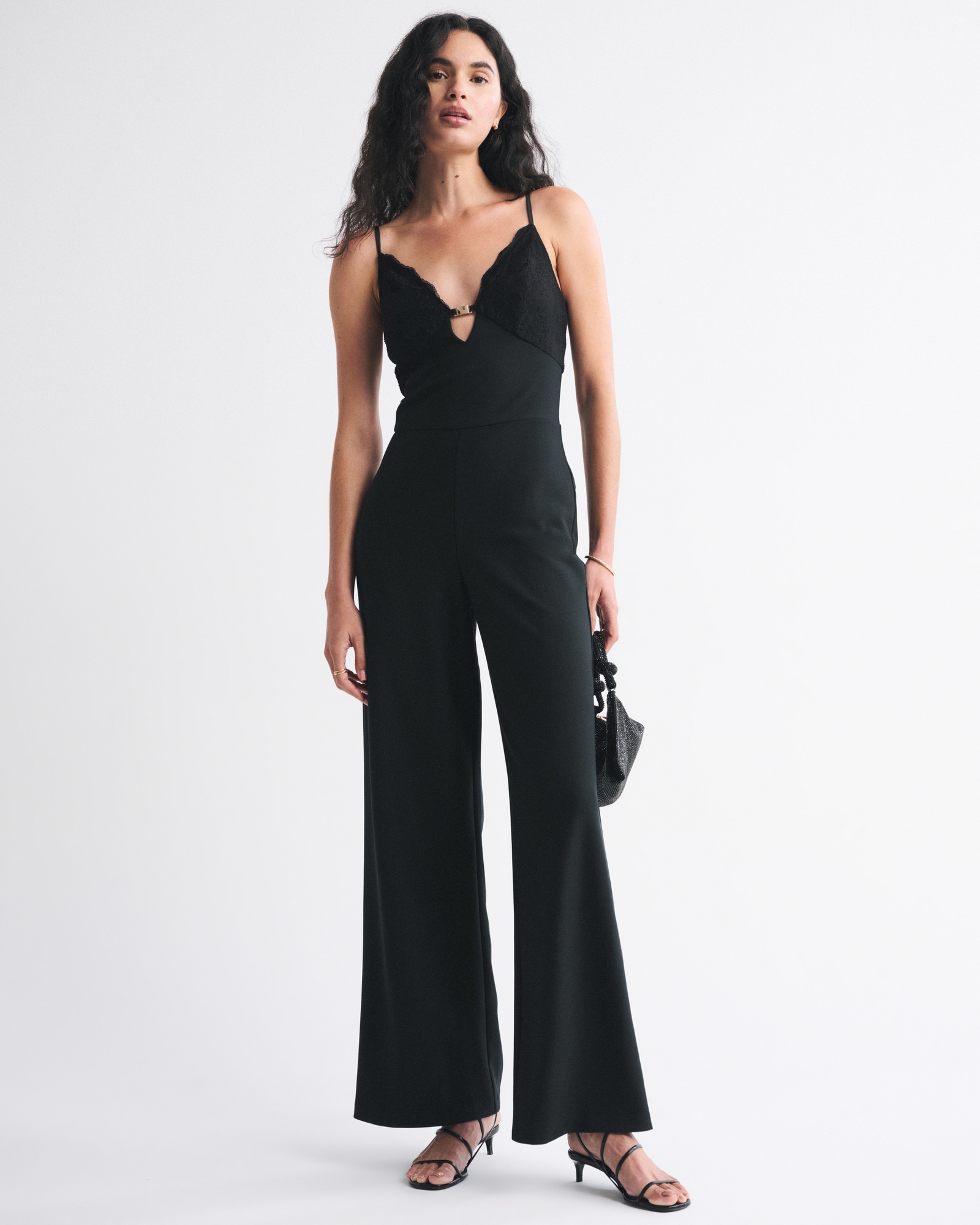 Hardware Lace-Trim Jumpsuit
