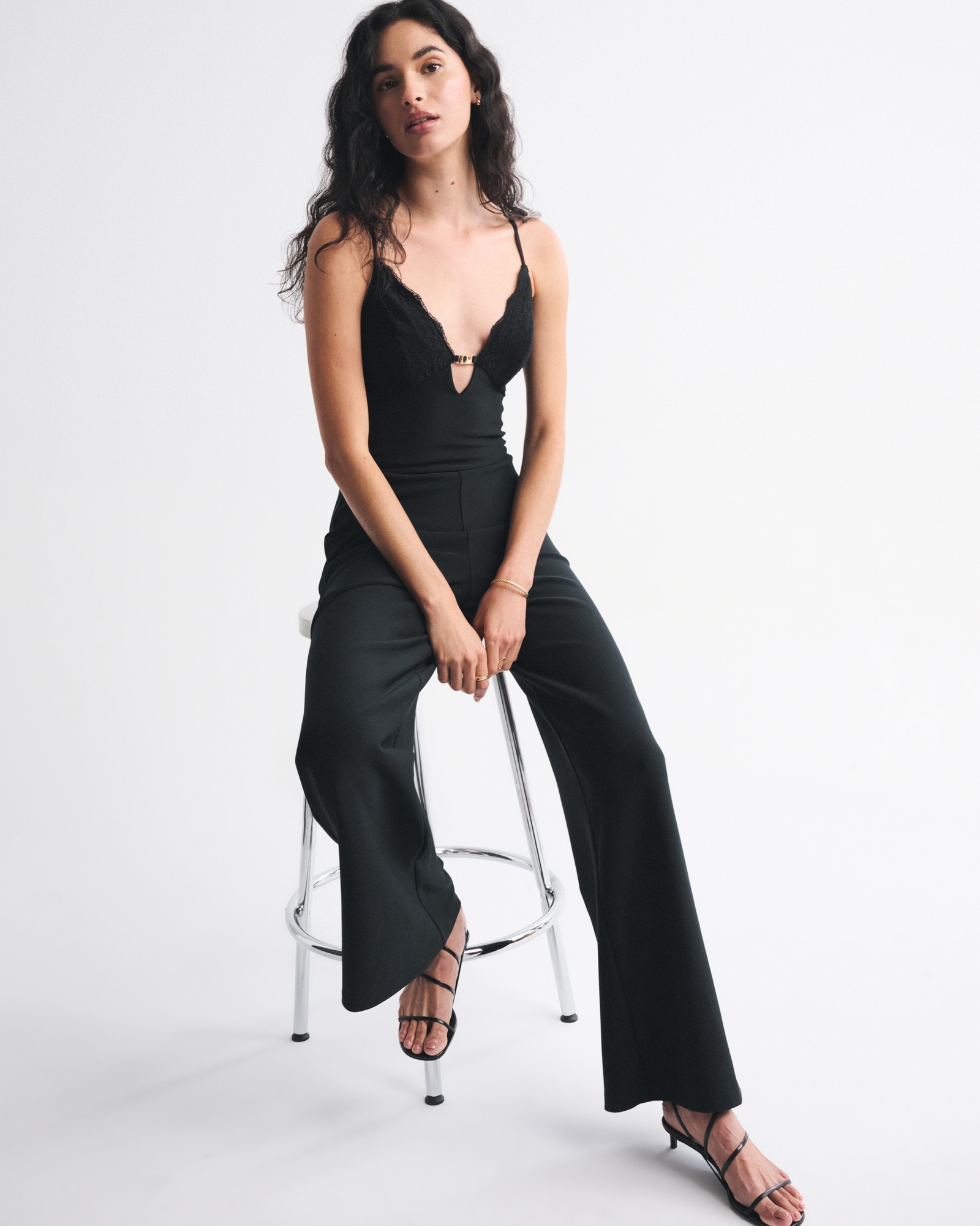 Hardware Lace-Trim Jumpsuit