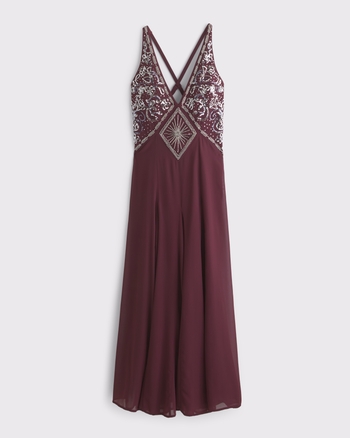 Women's Beaded Plunge Maxi Dress | Women's Dresses & Jumpsuits | Abercrombie.com