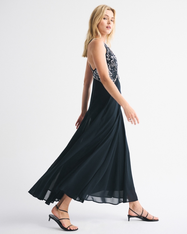 plunge maxi dress black Unforgotten main image 1