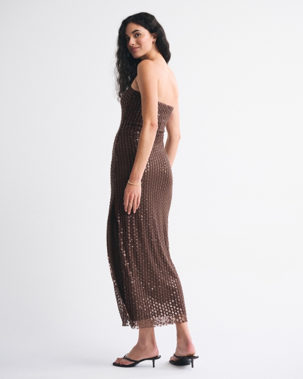 Women's Bra-Free Strapless Beaded Maxi Dress | Women's Dresses