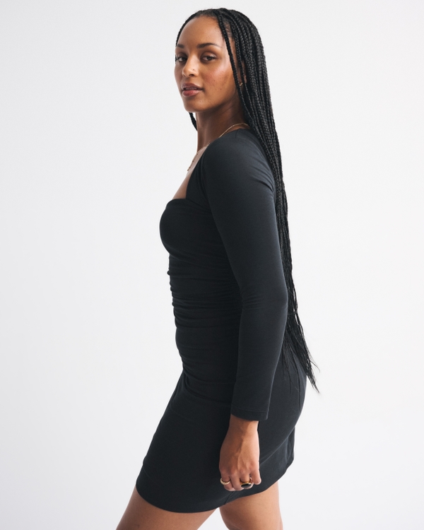Long-Sleeve Sweetheart Mini Dress