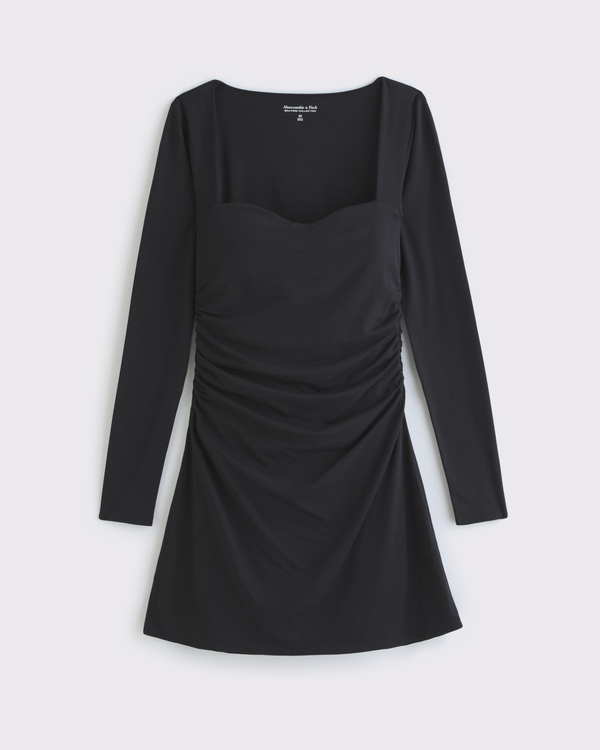 Long-Sleeve Sweetheart Mini Dress