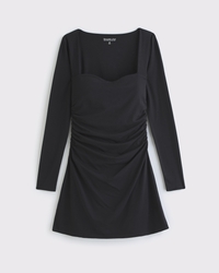 Long-Sleeve Sweetheart Mini Dress