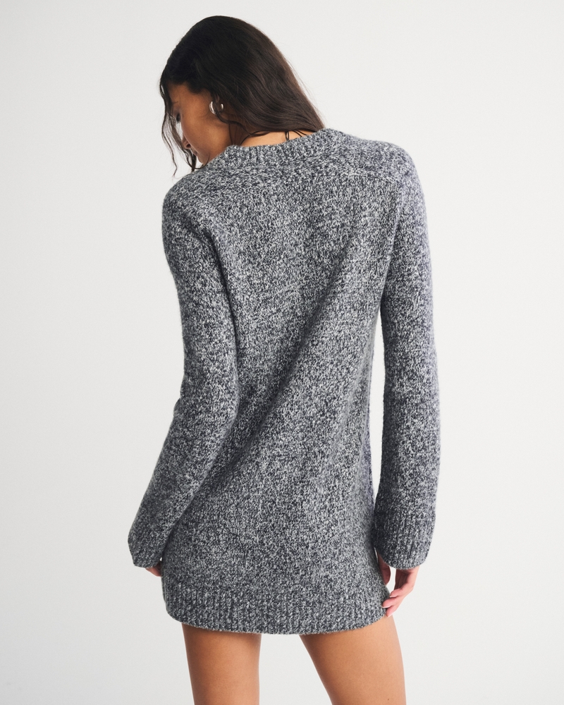 Long-Sleeve Cardigan Mini Sweater Dress