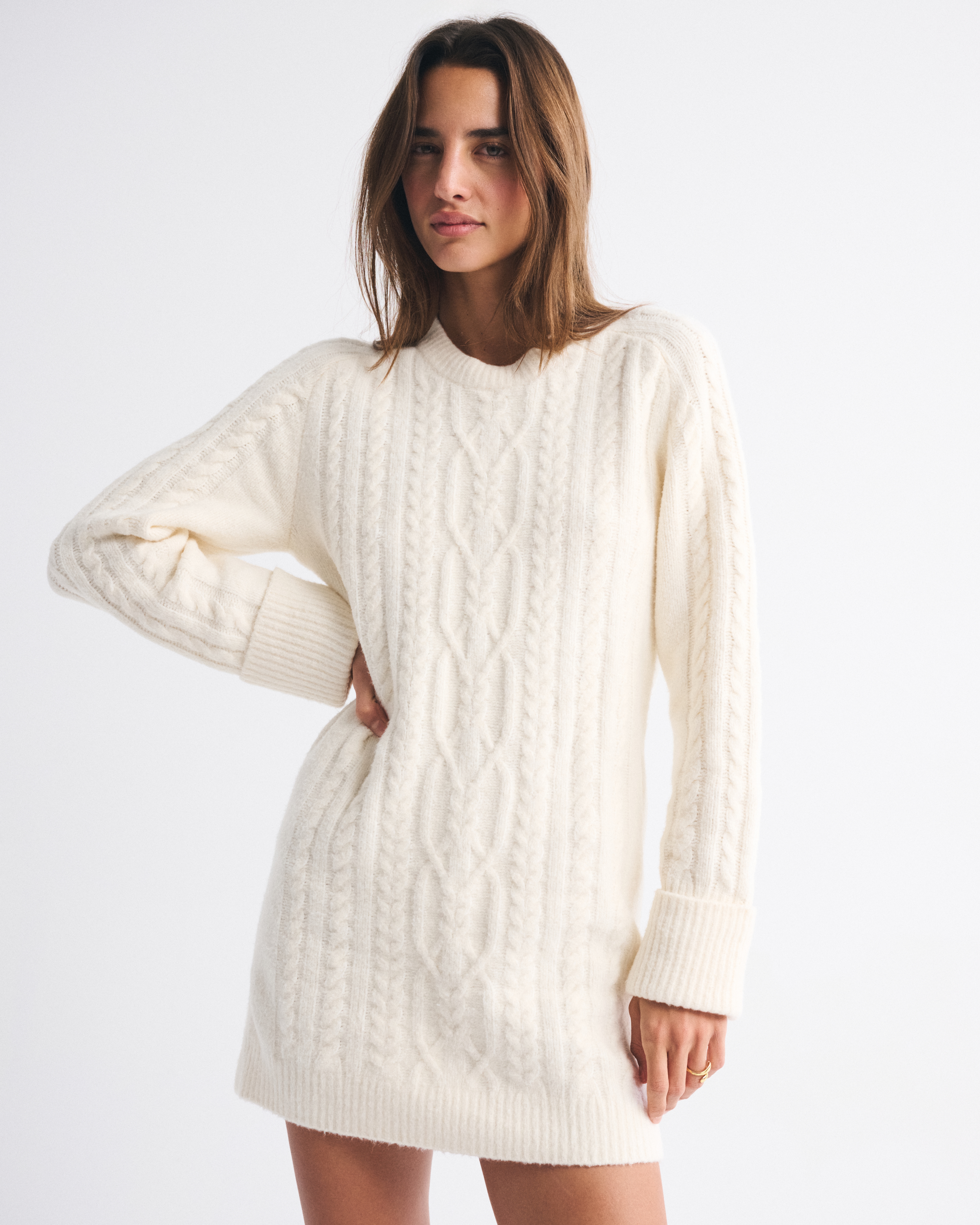 Abercrombie & Fitch The A&f Madeline Cable Mini Sweater Dress In Multi