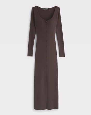 Women's Long-Sleeve Button-Through Maxi Sweater Dress | Women's Dresses & Jumpsuits | Abercrombie.com