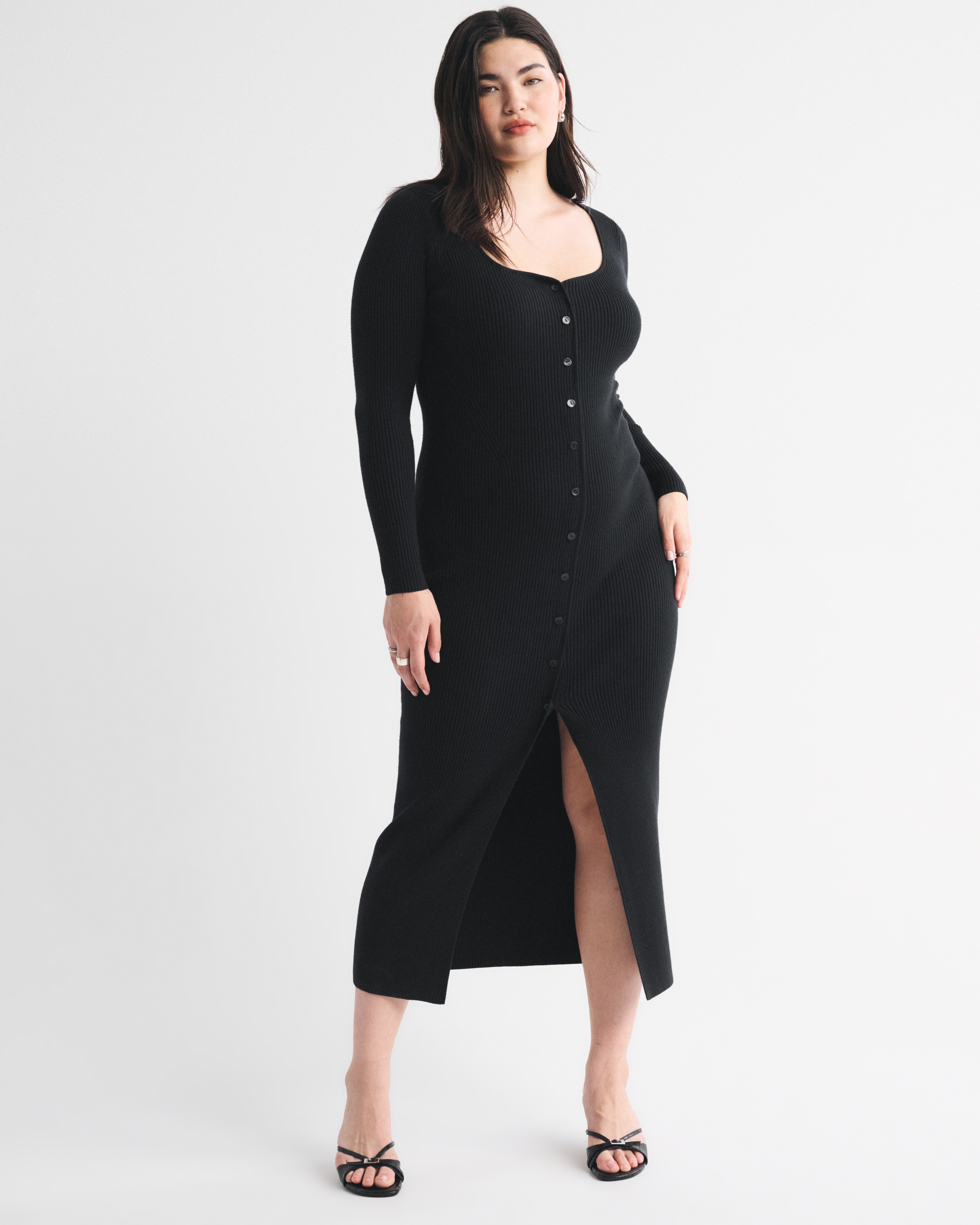 Женские платья Abercrombie & Fitch Long-Sleeve Button-Through Maxi Sweater Dress — фото 3