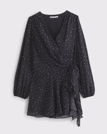 Long-Sleeve Plunge Wrap Mini Dress from Abercrombie & Fitch - $44.97