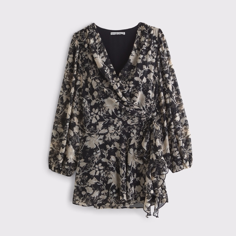 Женские платья Abercrombie & Fitch Long-Sleeve Plunge Wrap Mini Dress