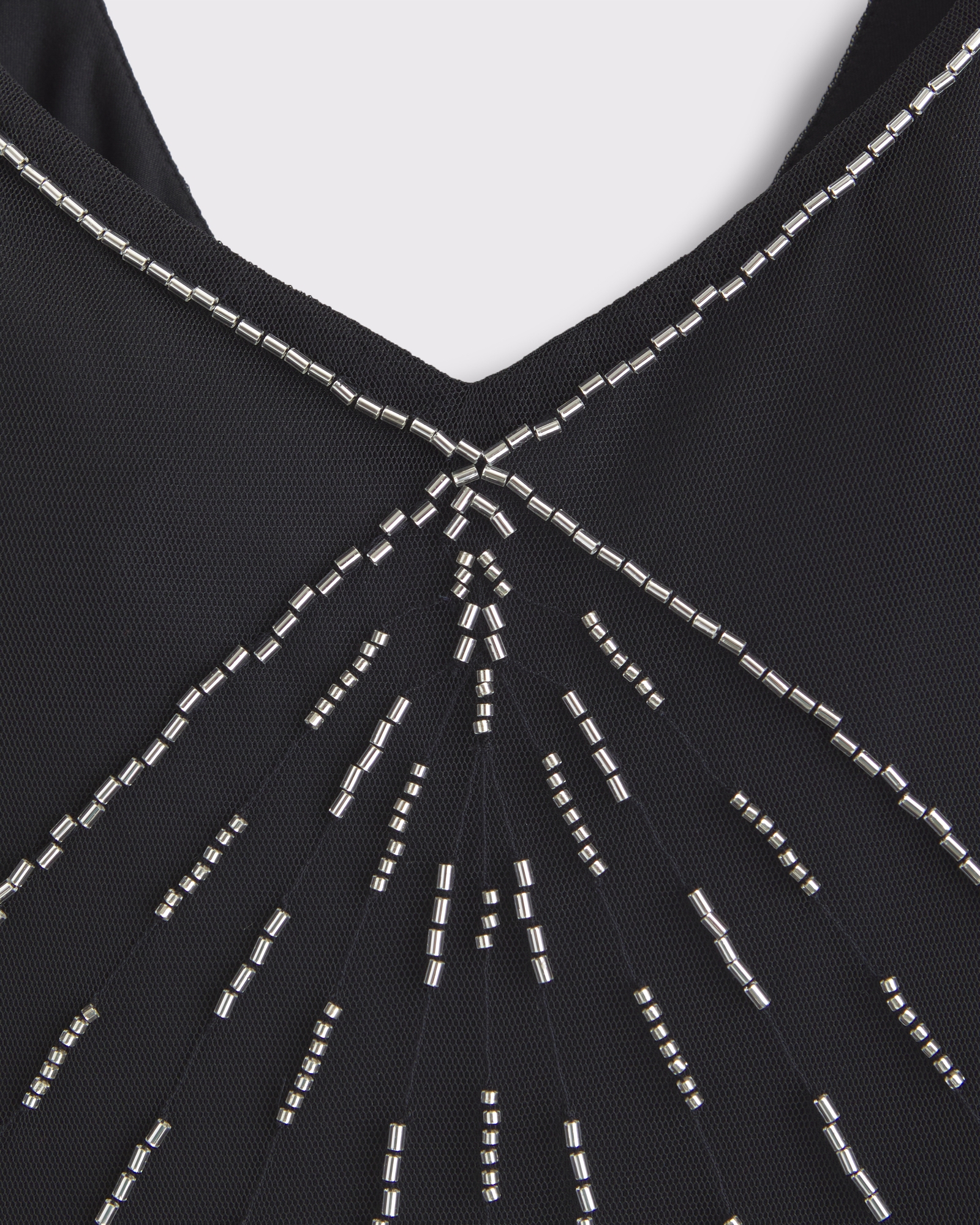 V-Neck Beaded Mini Dress