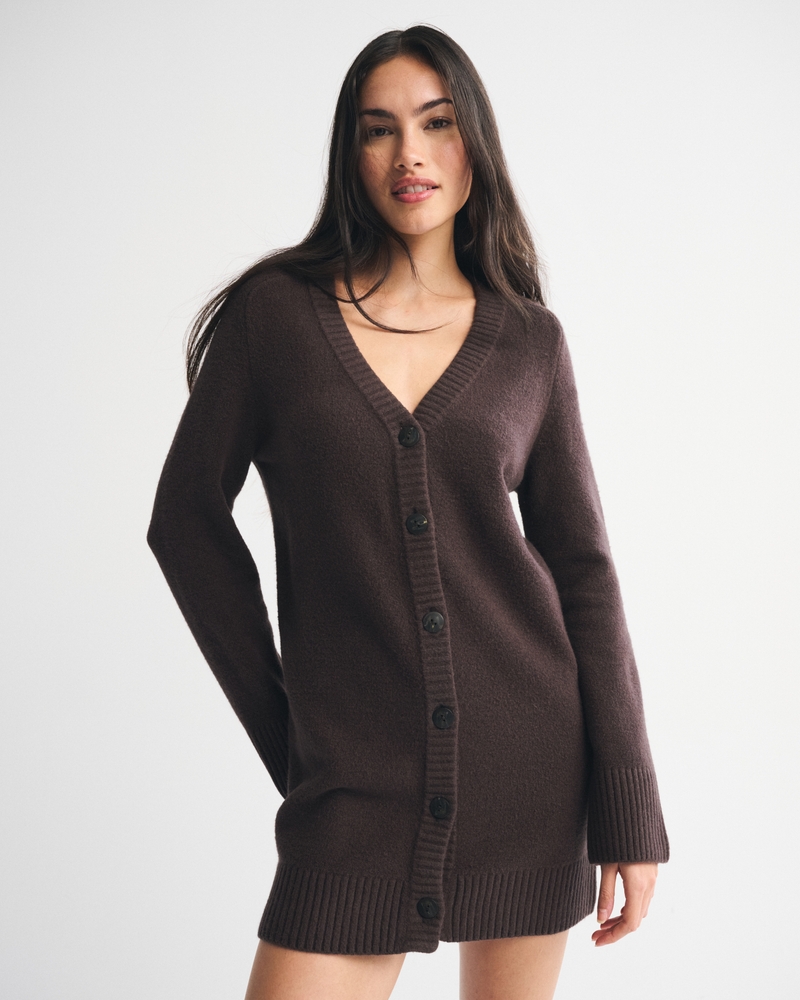 Women's Long-Sleeve Cardigan Mini Sweater Dress Women's Dresses