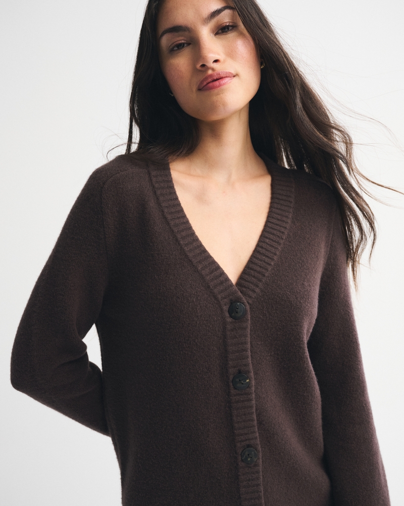 Long-Sleeve Cardigan Mini Sweater Dress
