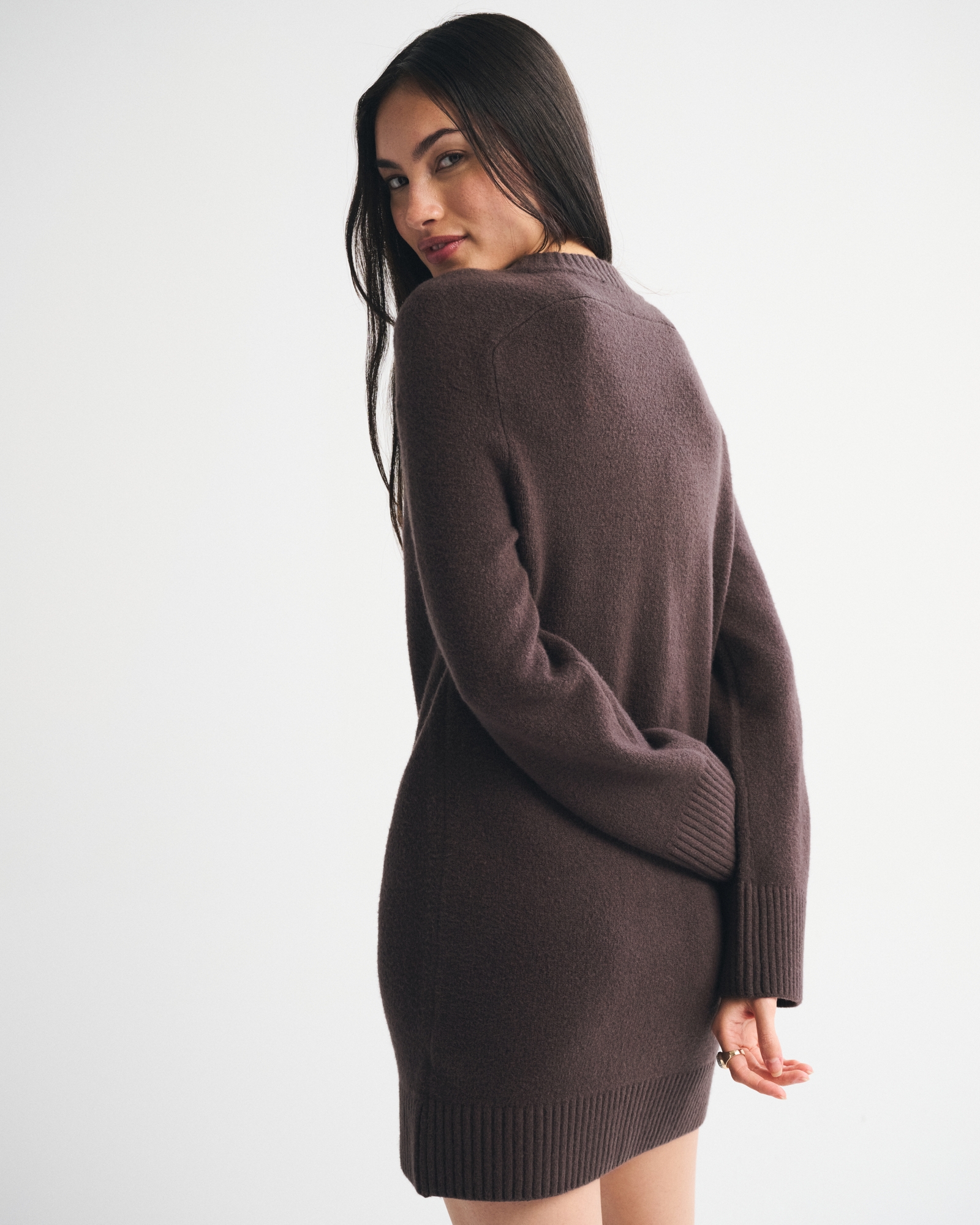 Long-Sleeve Cardigan Mini Sweater Dress