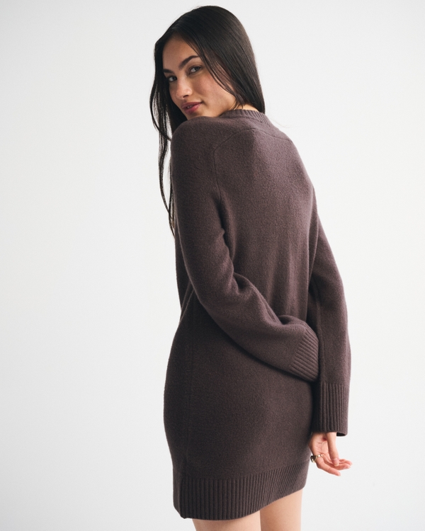 Long-Sleeve Cardigan Mini Sweater Dress