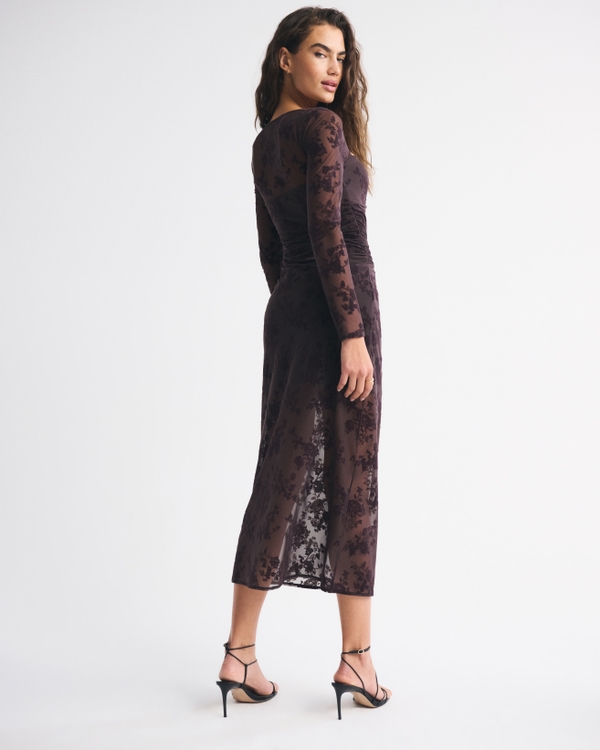 Bra-Free Long-Sleeve Mesh Maxi Dress