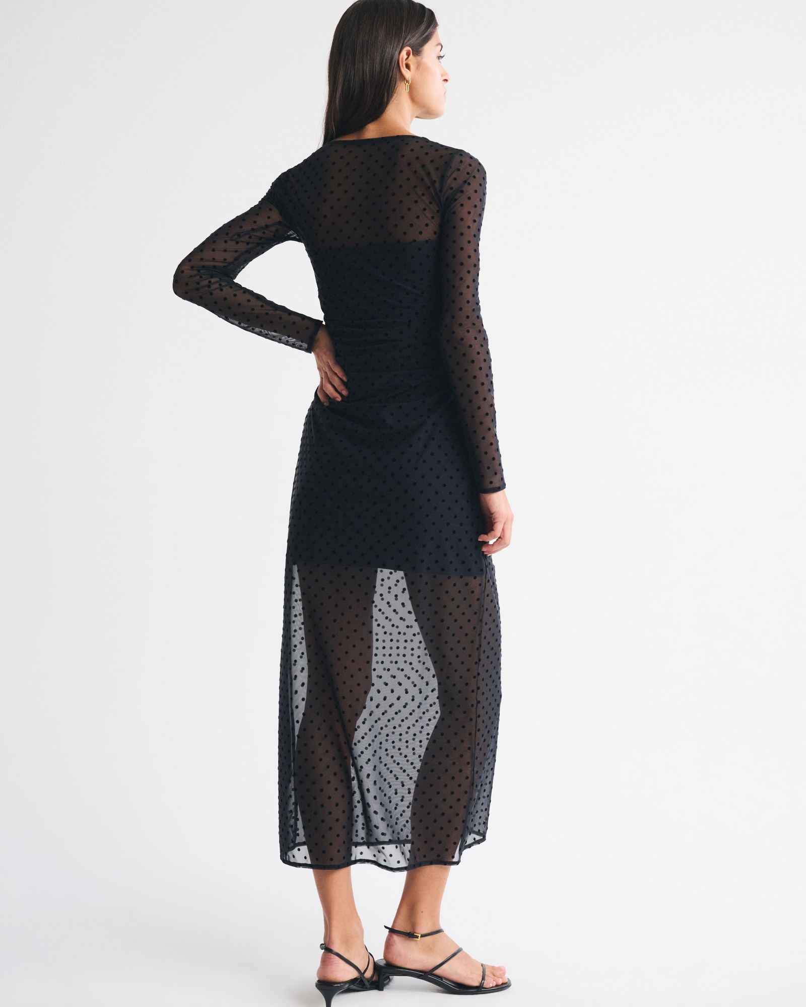Bra-Free Long-Sleeve Mesh Maxi Dress