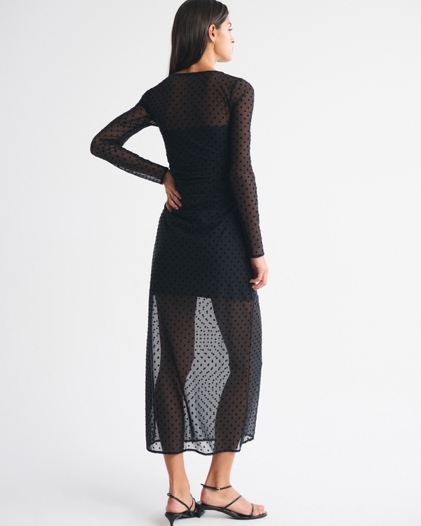 black tight fitted dresses Mesh Long Sleeve Overdress : M761