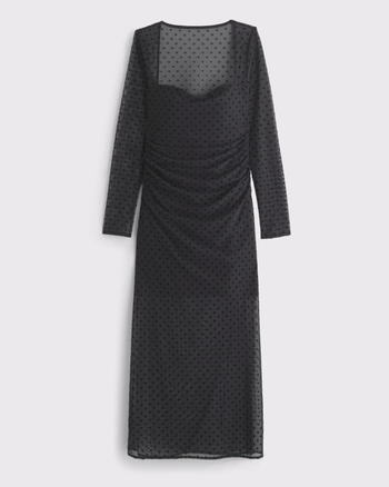 Bra-Free Long-Sleeve Mesh Maxi Dress