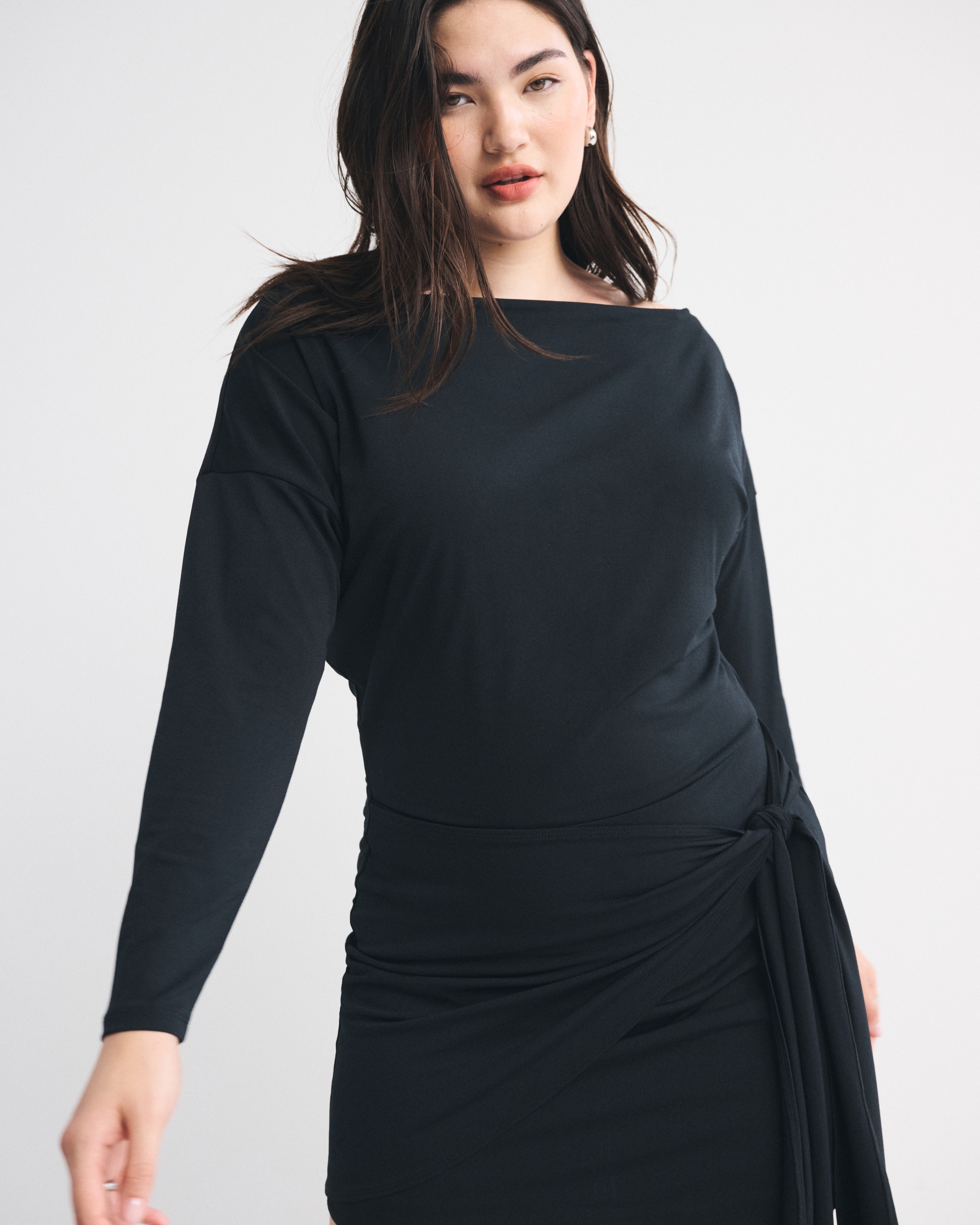 Женские платья Abercrombie & Fitch Long-Sleeve Draped Knit Mini Dress — фото 3