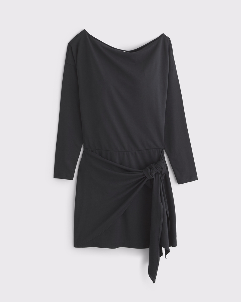 Women's Long-Sleeve Draped Knit Mini Dress | Women's Dresses