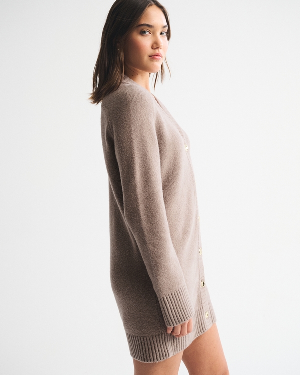 Long-Sleeve Cardigan Mini Sweater Dress