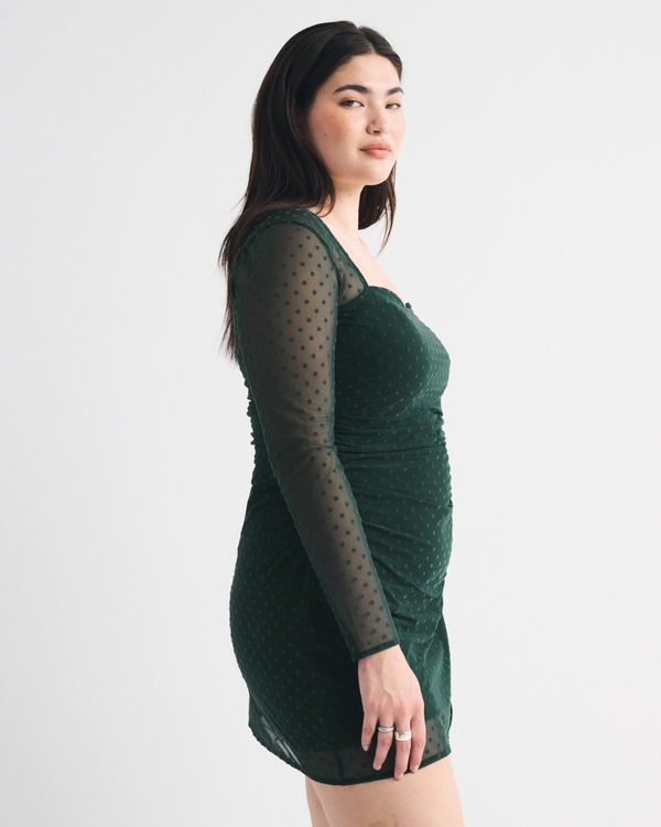 Bra-Free Long-Sleeve Mesh Mini Dress
