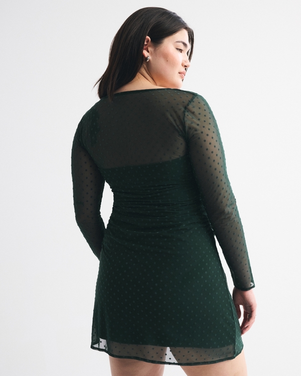Bra-Free Long-Sleeve Mesh Mini Dress