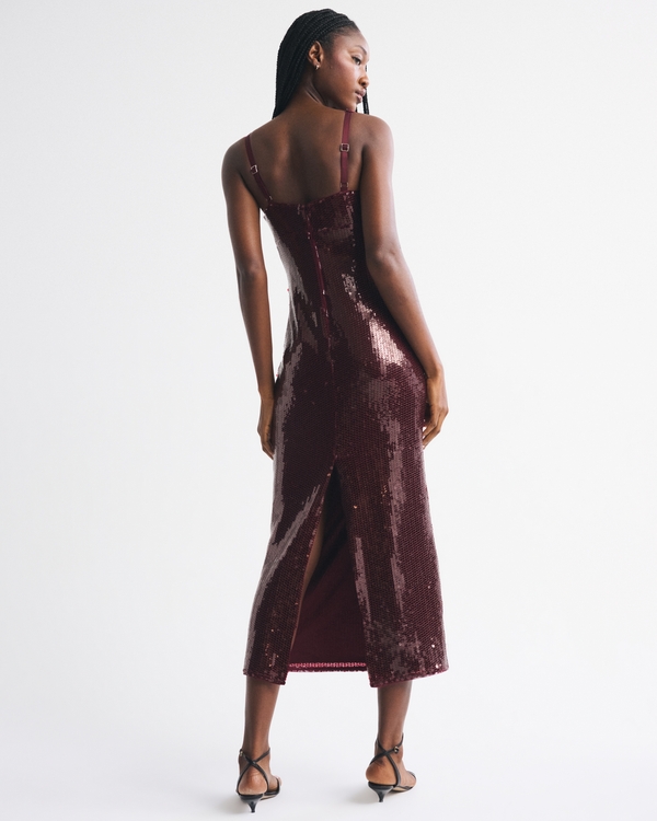 Corset Sequin Midi Dress
