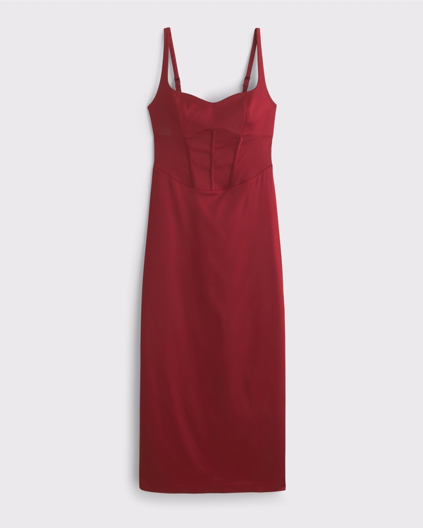 Corset Midi Dress, Rich Ruby view 1