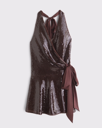 Femme Minirobe portefeuille à sequins | Femme Nouveautés | Abercrombie.com