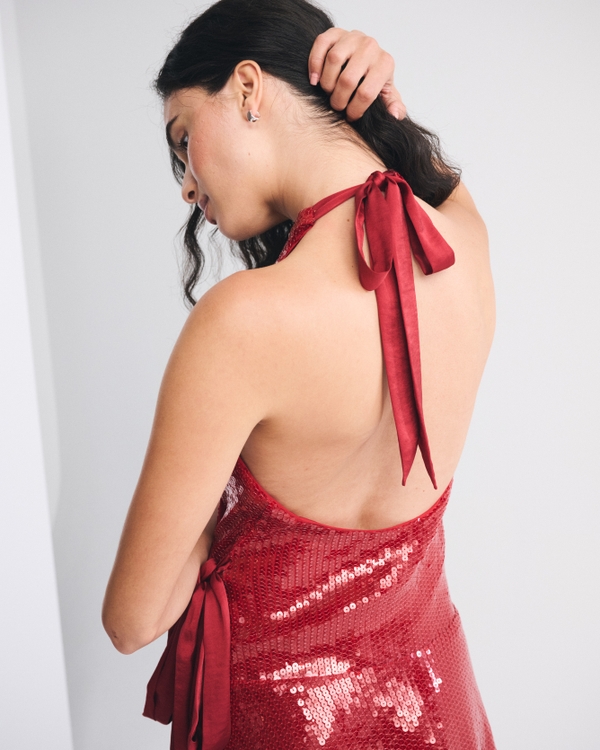 strapless open back dress Mini Satin Red Slip Dress