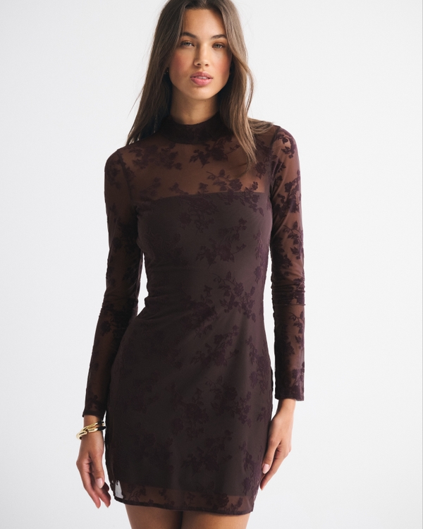 Bra-Free Open-Back Mockneck Mini Dress